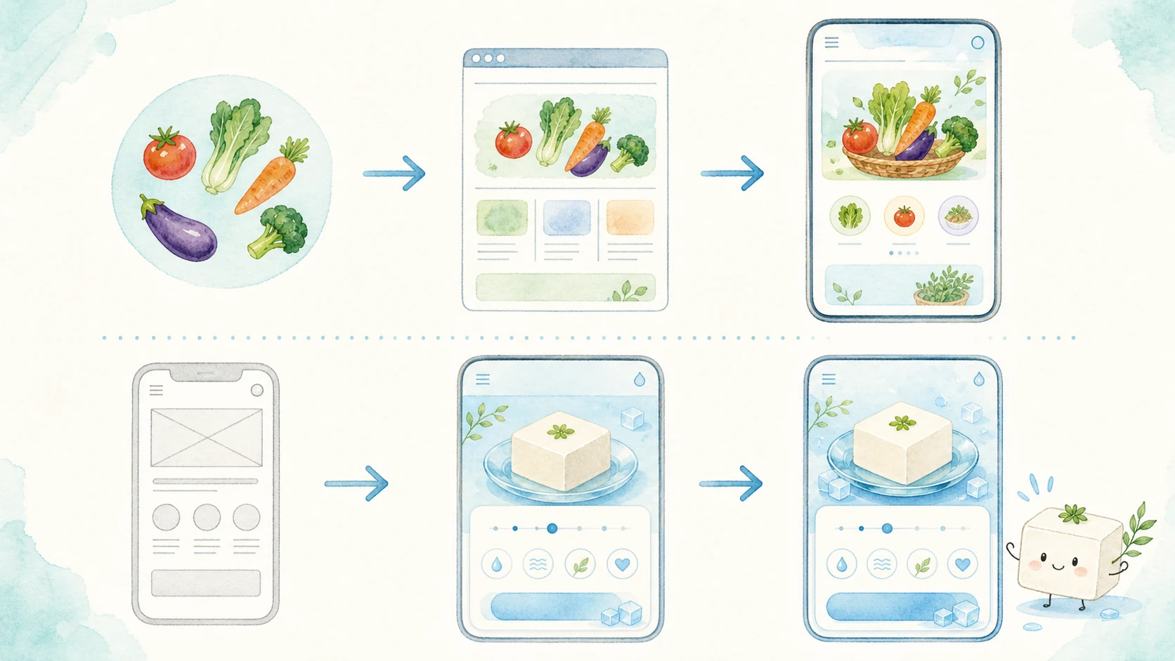 画像を先に用意する制作手順と、動くサイトを先に作る制作手順の比較