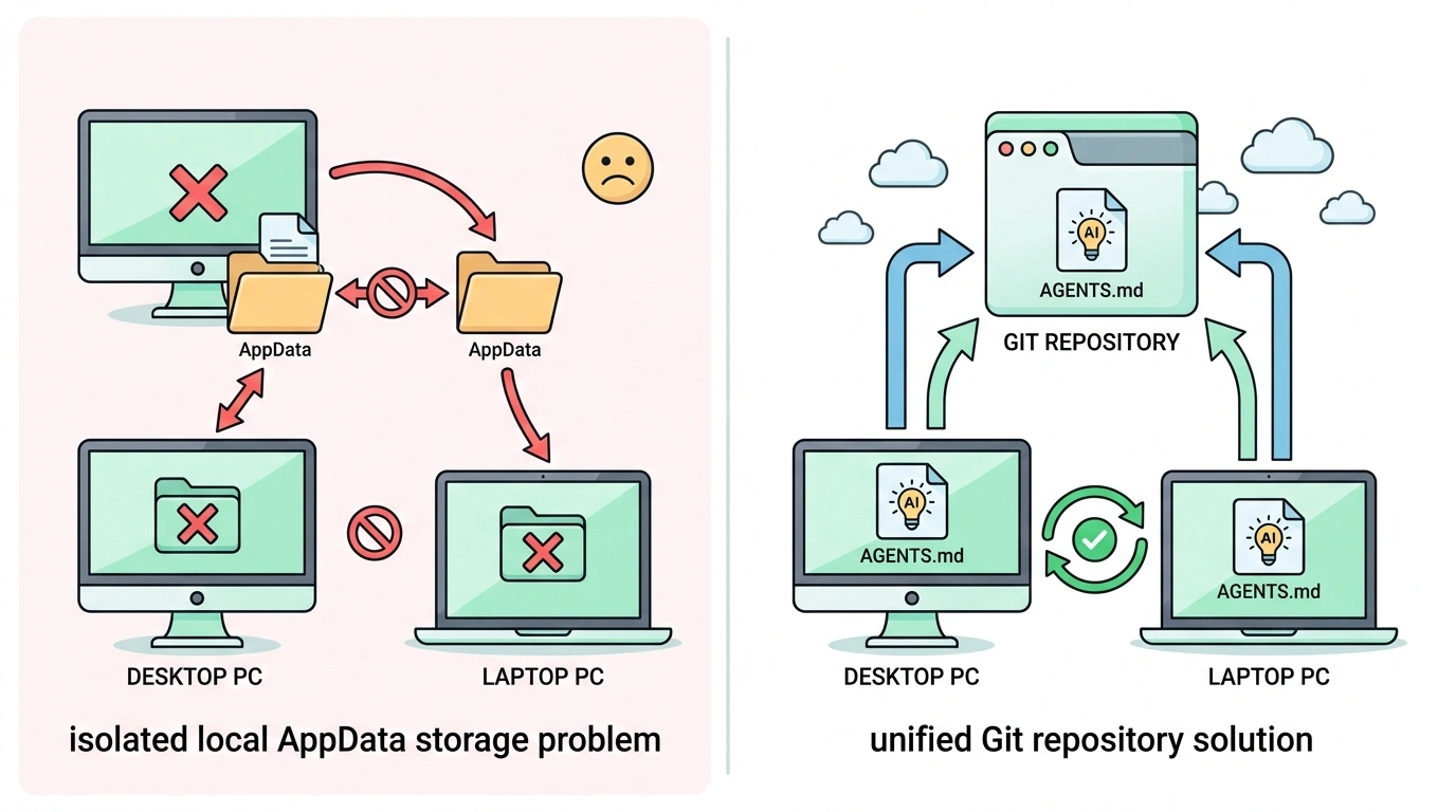 複数PC間でのGit同期と一重化の仕組み図解